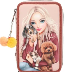 TOPModel Triple penalhus Fur Ever Friends med masser af penne m.m. 13×20×7,5 cm