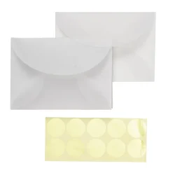 Transparente kuverter 10 stk. 10,9×15,5 cm + 10 gyldne stickers til forsegling
