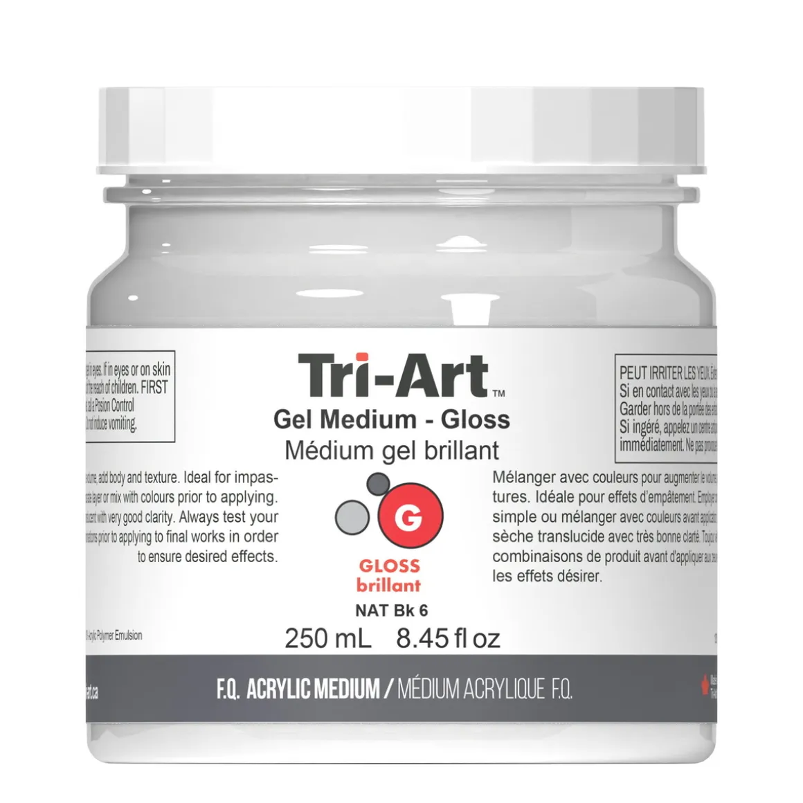 Tri-Art Gel Medium Gloss 500 ml, blankt, gelbaseret fortykningmiddel til akrylfarver