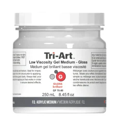 Tri-Art Low Viscosity Gel Gloss 250 ml, blankt, gelbaseret fortyndingsmiddel til akrylfarver