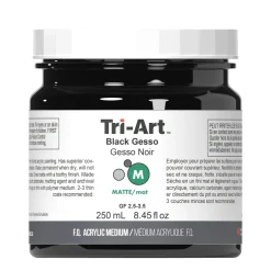 Tri-Art Medium Gesso Black 250 ml, sort grunder til akrylfarve