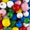 Træperler i en farverig miks, Ø10–14 mm. 80 gram, ca. 120–140 perler