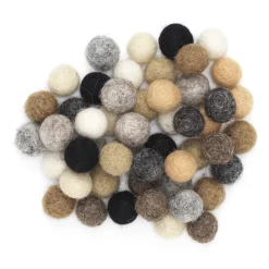 Uldkugler Ø10 mm 50-pak, mix med naturfarver