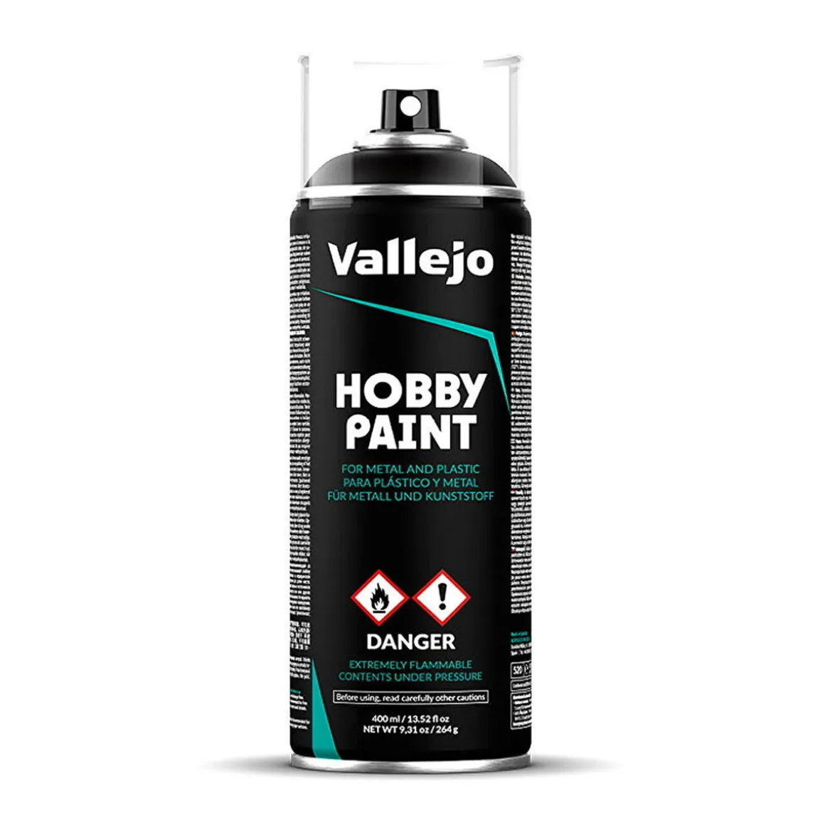 Vallejo Primer Black, sort spraymaling/grundmaling til modeller, 400 ml