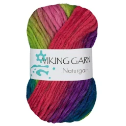 Viking Naturgarn 50 g grøn/rosa 638