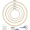 Værktøjssæt til broderi, 4 broderiringe i træ Ø10, 15, 20, 25 cm + saks og tilbehør