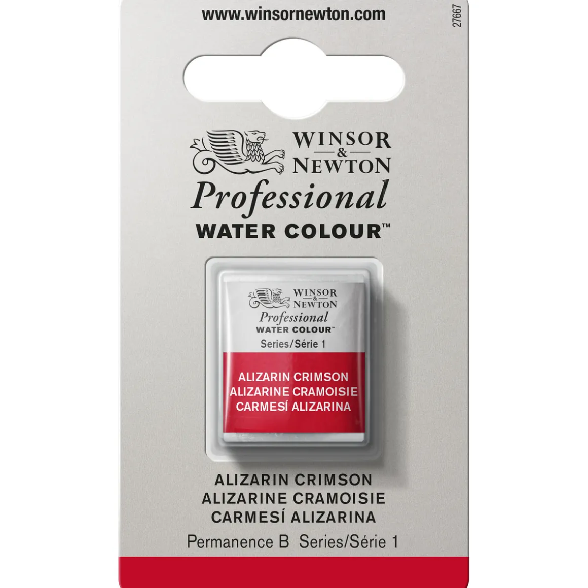 Winsor & Newton Professional akvarelfarve half pan Alizarin Crimson 004