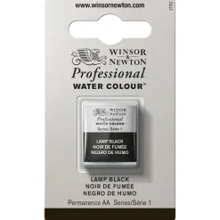Winsor & Newton Professional akvarelfarve half pan Lamp Black 337