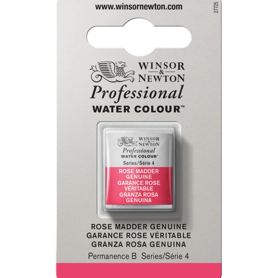 Winsor & Newton Professional akvarelfarve half pan Rose Madd Genuine 587