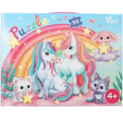 Ylvi puslespil Søde enhjørninger og regnbue, 50 store brikker, 58×40 cm