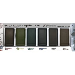 ZIG Kuretake Gansai Tambi Graphite Set – 6 stk. japanske, mørke akvarelfarver